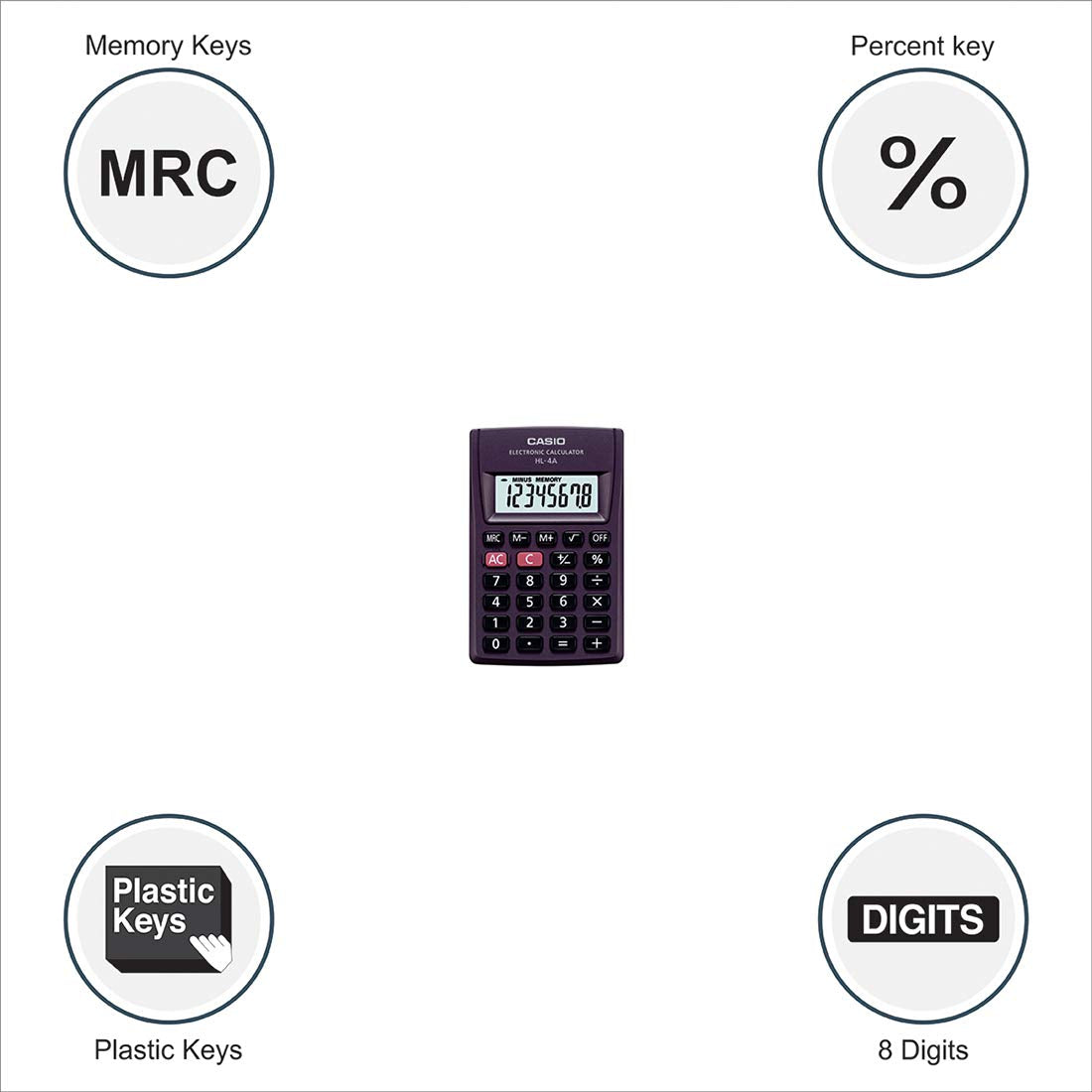 Casio HL-4A Portable Calculator, Extra Small Size