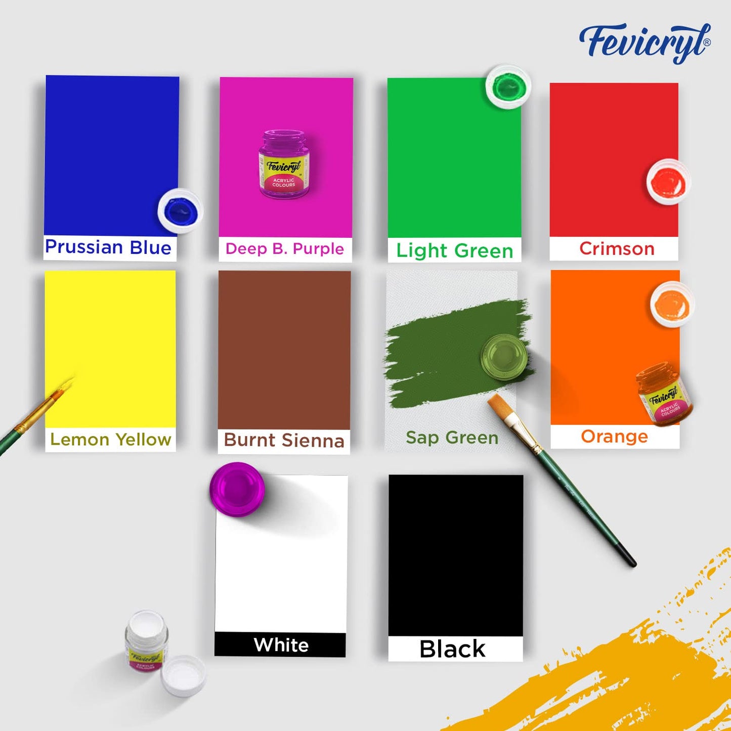 PIDILITE, Acrylic Colour - FEVICRYL | Set of 10.