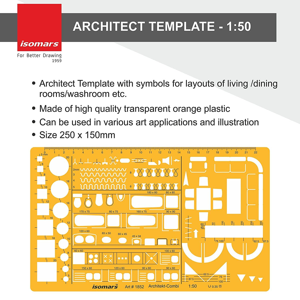 Isomars Architekt- Combi Template 1:50 Scale, Art #1852