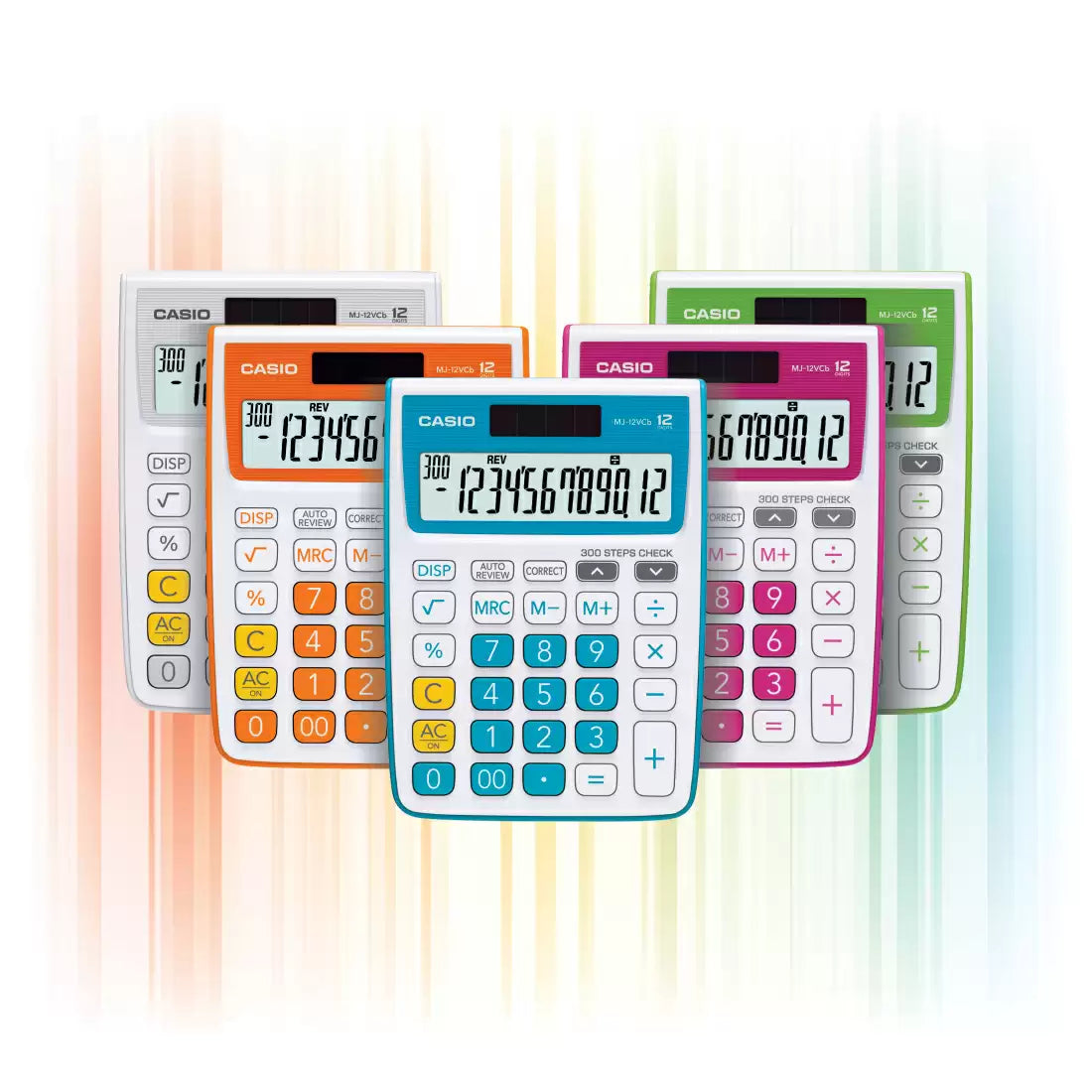 CASIO, Calculator MJ12VCBGN- GREEN Check Correct | 12 Digits | 300 Steps Check | MJ-12VCb-GN.