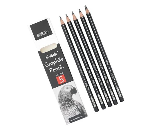 BRUSTRO ARTISTS’ FINEART GRAPHITE PENCIL SET OF 5
