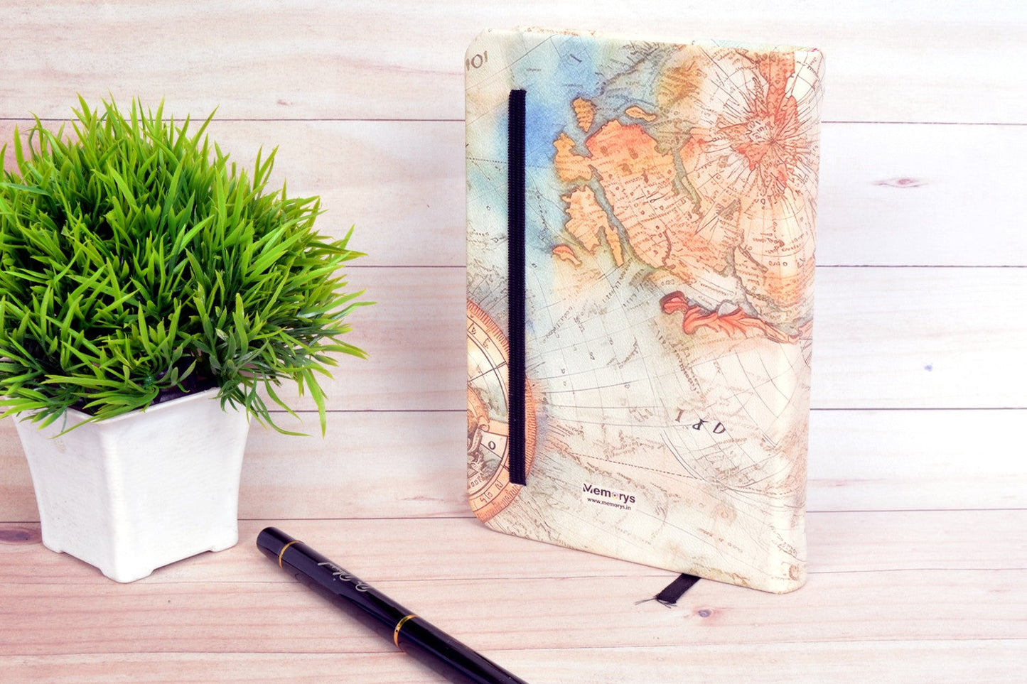 Map A6 Printed Vegan Leather Hardbound Notebook