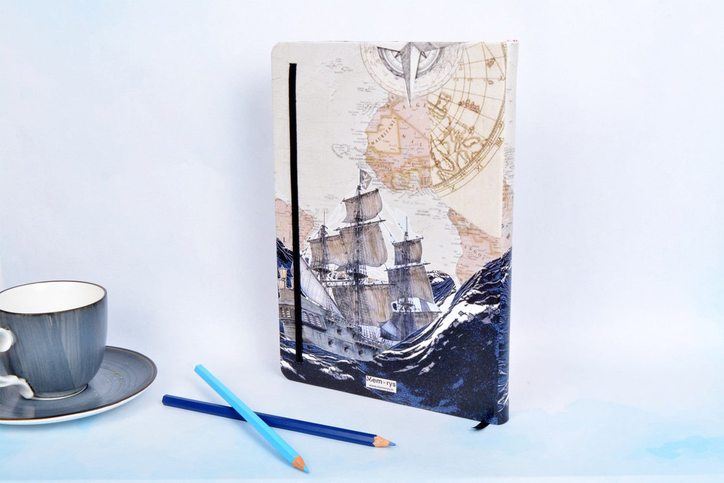 Vintage Ship B5 Printed Vegan Leather Hardbound Notebook