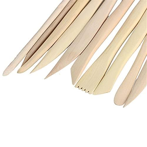 Craft Wooden Ceramic Pottery Tools,Carving Double Heads Clay Modelling,Sculpting,Shaping,Fondant Cake Decorating,Polymer Tools Art&Craft for Kids,Artist (Wooden Carvers- 10 Pcs)