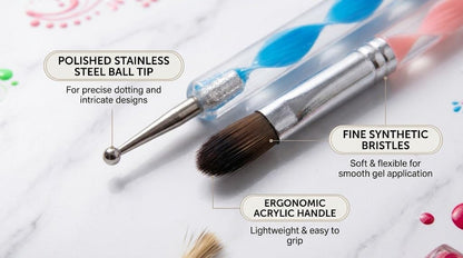 Mandala And Nail Art Dotting Tool And Brush - Dual Sided, set of 5