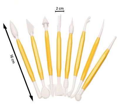 8 with 16 Different Shapes Exclusive Modeling Set for Fondant Gum Paste Sugar Craft and Cake Decoration Clay Modelling Tools Set 8 Pieces Fondant Cake Decorating Kit
