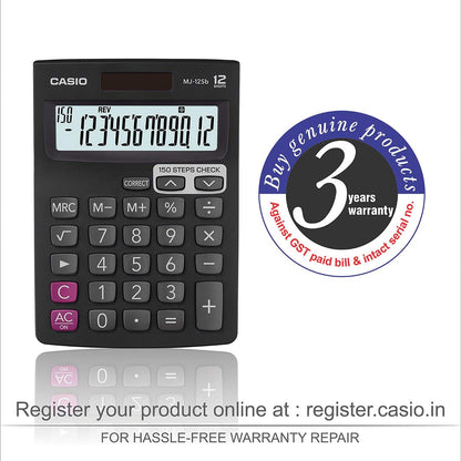 CASIO, Calculator MJ12SB - CHECK & CORRECT | 12 Digits | 150 Steps Check.