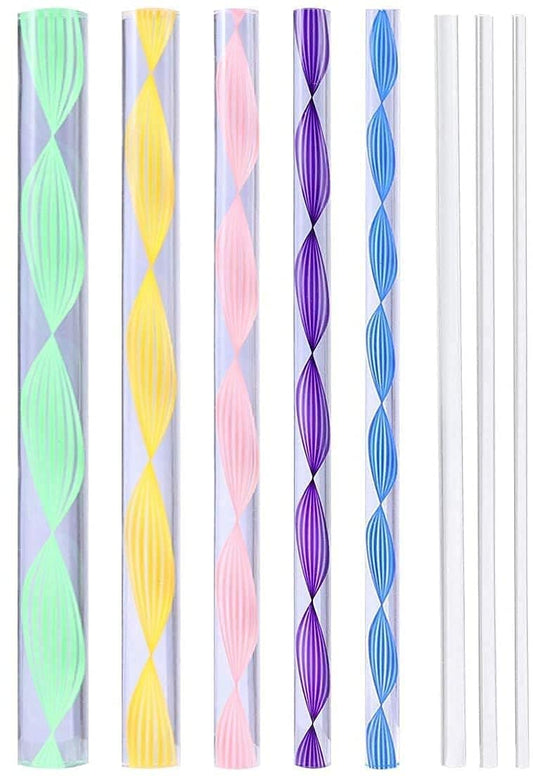 Mandala Art Tool Set of 8 Pcs Colorful Acrylic Flat Head Twisted Stick/Rod in Assorted Sizes for Nail Art, Dot Painting, DIY Kit Multicolored