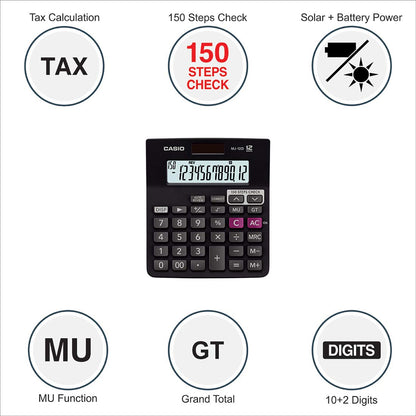 Casio MJ-12D 150 Steps Check and Correct Desktop Financial Calculator, Black