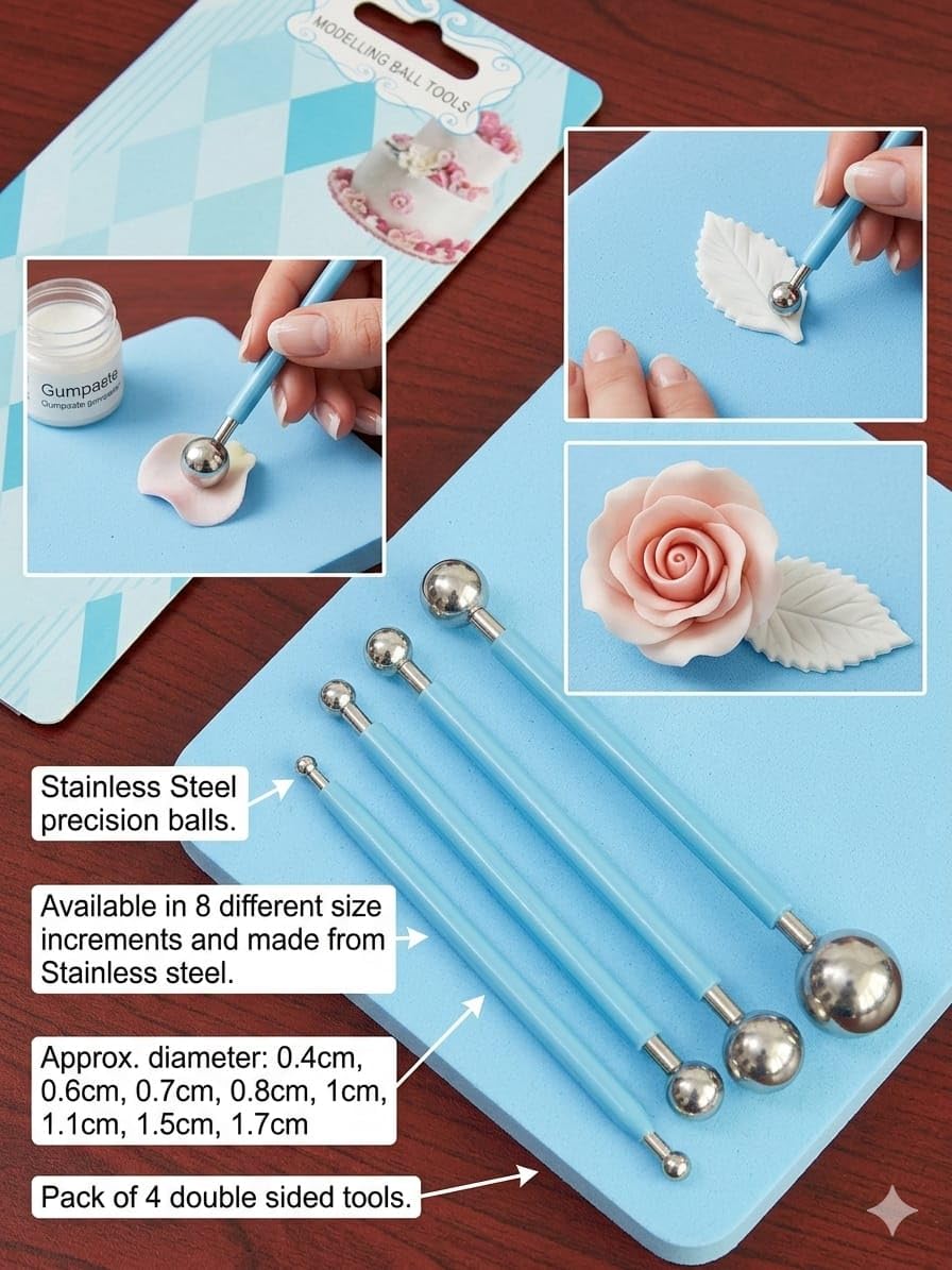 Modelling Ball Tools Set of 4, Double Ended