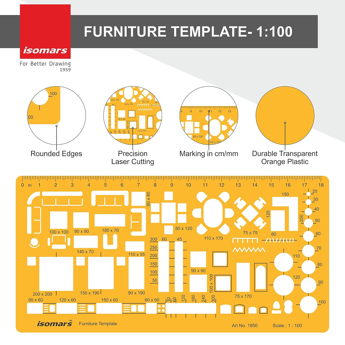 Isomars Architectural Furniture Template 1:100 Scale, Art #1850