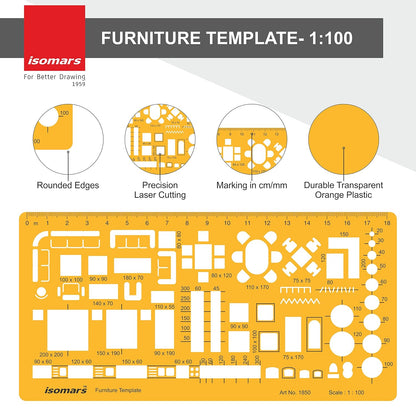 Isomars Architectural Furniture Template 1:100 Scale, Art #1850