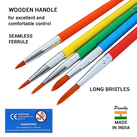 DOMS, Paint Brushes - COLOURMATE | Synthetic ROUND | Set of 5.
