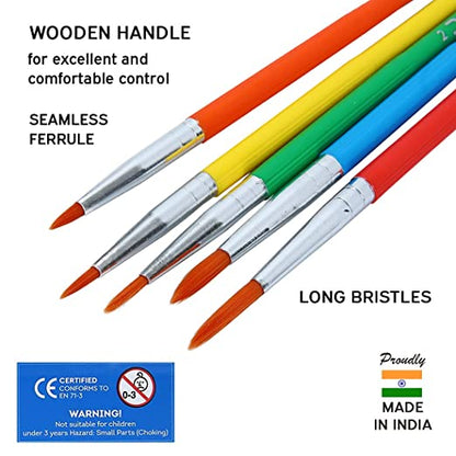 DOMS, Paint Brushes - COLOURMATE | Synthetic ROUND | Set of 5.