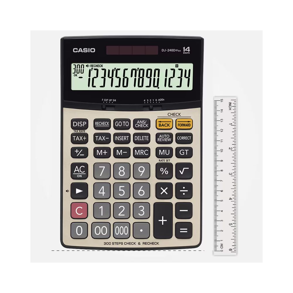 CASIO, Calculator - Check & Recheck | 14 Digits | 300 Steps Check | DJ-240D Plus.