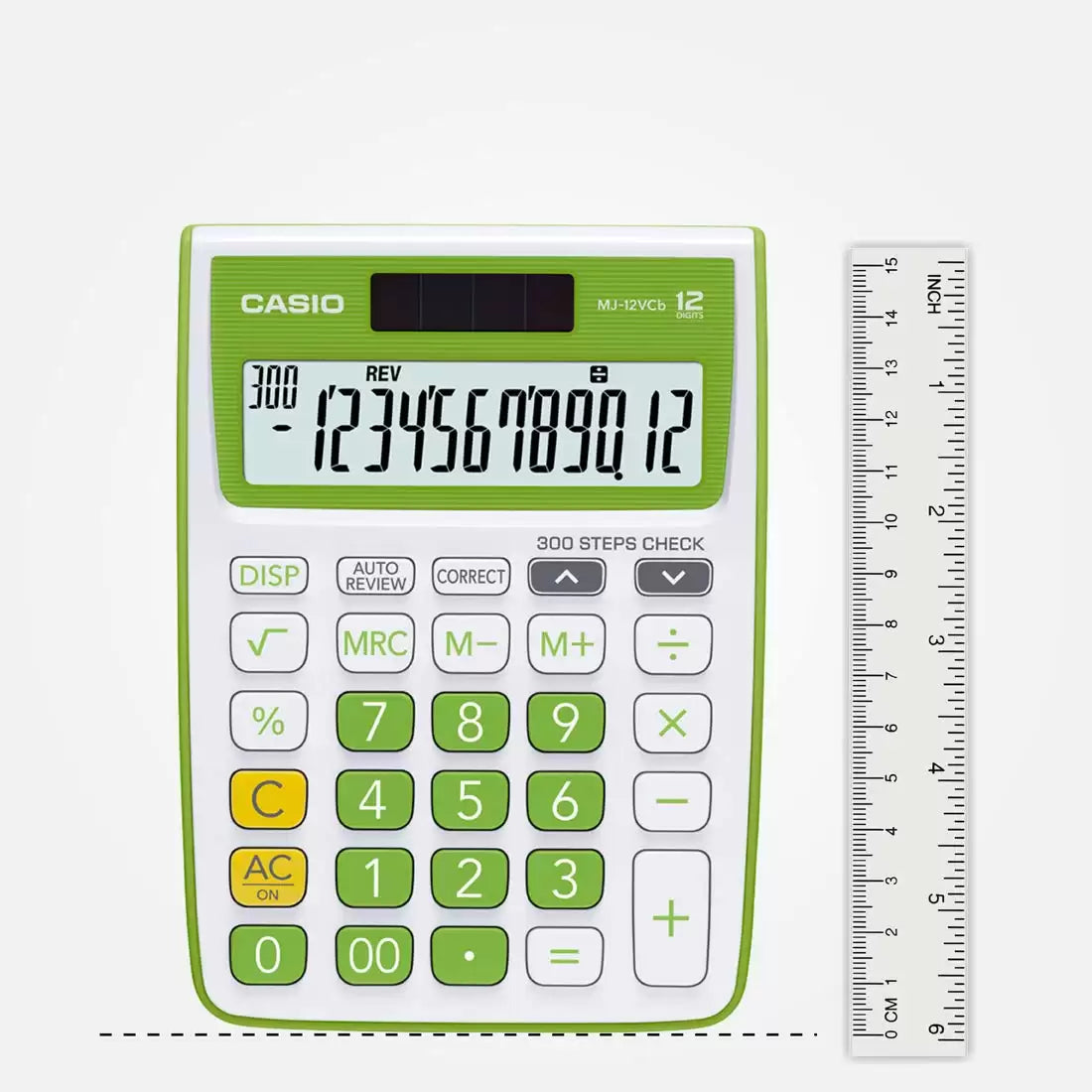CASIO, Calculator MJ12VCBGN- GREEN Check Correct | 12 Digits | 300 Steps Check | MJ-12VCb-GN.