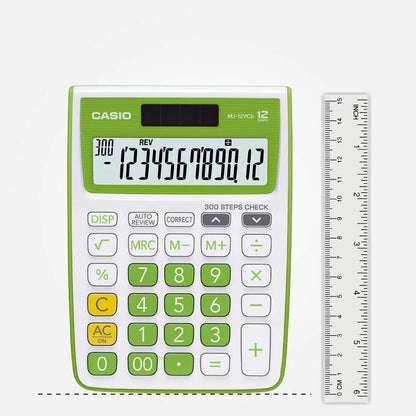 CASIO, Calculator MJ12VCBGN- GREEN Check Correct | 12 Digits | 300 Steps Check | MJ-12VCb-GN.