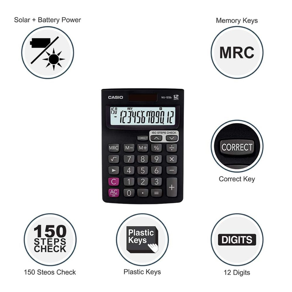 CASIO, Calculator MJ12SB - CHECK & CORRECT | 12 Digits | 150 Steps Check.