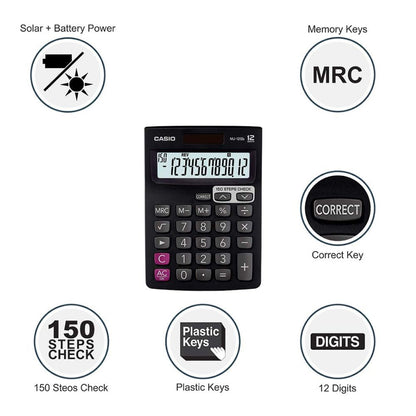 CASIO, Calculator MJ12SB - CHECK & CORRECT | 12 Digits | 150 Steps Check.