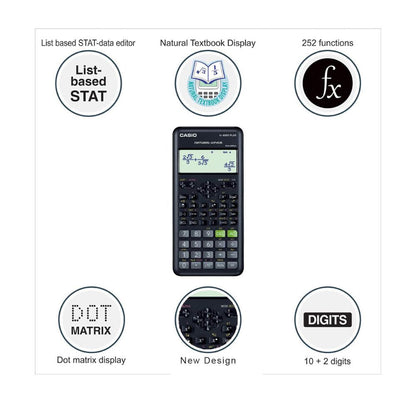 CASIO, Scientific Calculator FX-82ES PLUS - NATURAL TEXTBOOK DISPLAY | 252 Functions.