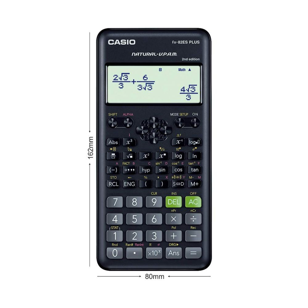 CASIO, Scientific Calculator FX-82ES PLUS - NATURAL TEXTBOOK DISPLAY | 252 Functions.