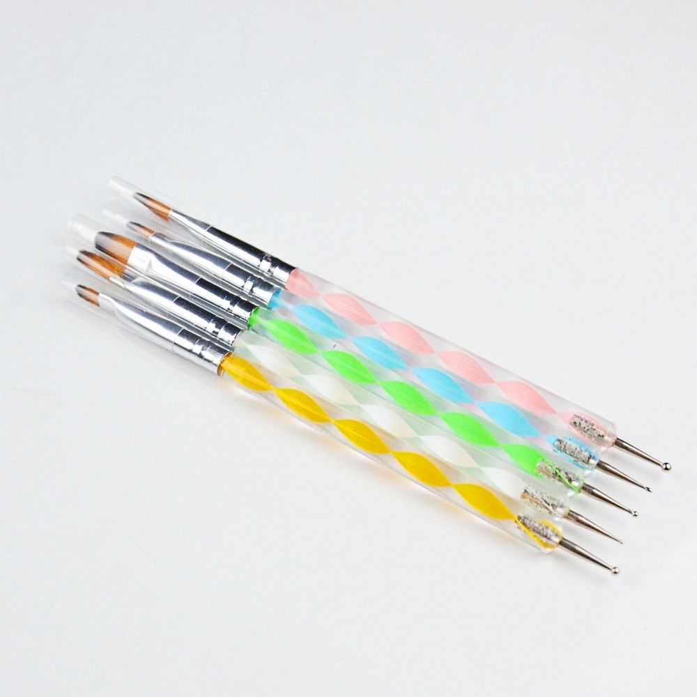 Mandala And Nail Art Dotting Tool And Brush - Dual Sided, set of 5