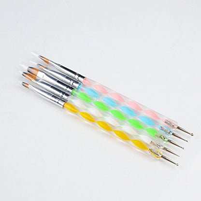 Mandala And Nail Art Dotting Tool And Brush - Dual Sided, set of 5