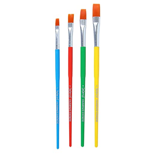 DOMS, Paint Brushes - COLOURMATE | Synthetic FLAT | Set of 4.