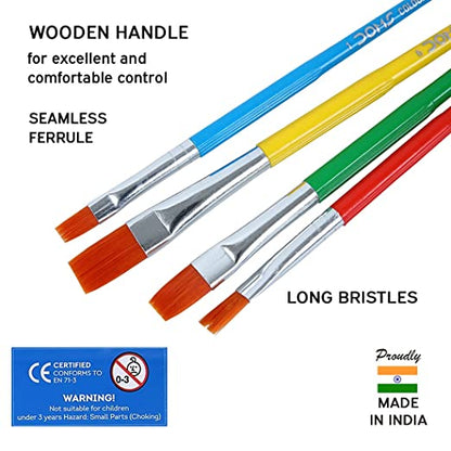 DOMS, Paint Brushes - COLOURMATE | Synthetic FLAT | Set of 4.