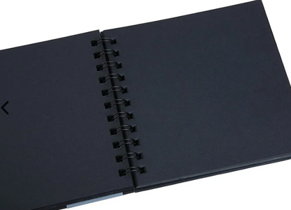 Brustro Black Sketchbook, Wiro Bound, Size 6" x 6" Inches, 200GSM (40 Sheets) 80 Pages