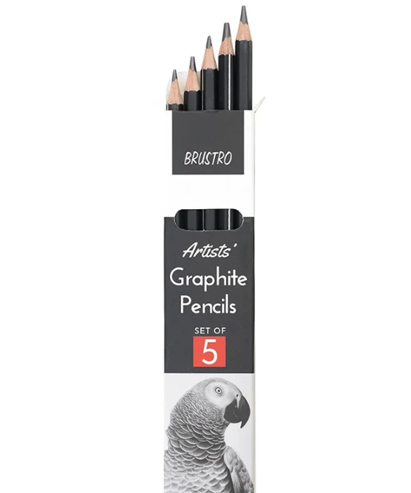 BRUSTRO ARTISTS’ FINEART GRAPHITE PENCIL SET OF 5
