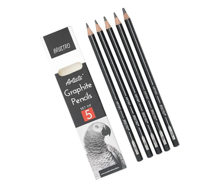 BRUSTRO ARTISTS’ FINEART GRAPHITE PENCIL SET OF 5