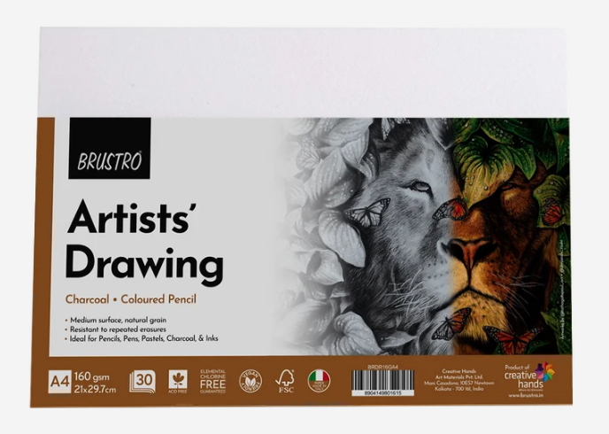 BRUSTRO Artist's Drawing Papers | 160 GSM, A4, Pack of 30 Sheets