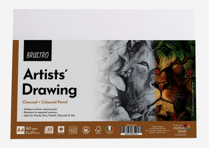 BRUSTRO Artist's Drawing Papers | 160 GSM, A4, Pack of 30 Sheets