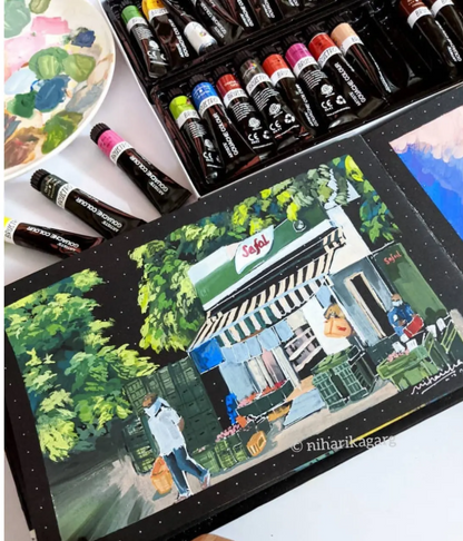 BRUSTRO Artists Gouache Colour | Set of 12 Colours X 12ml Tubes |Opaque Colors,Intermixable