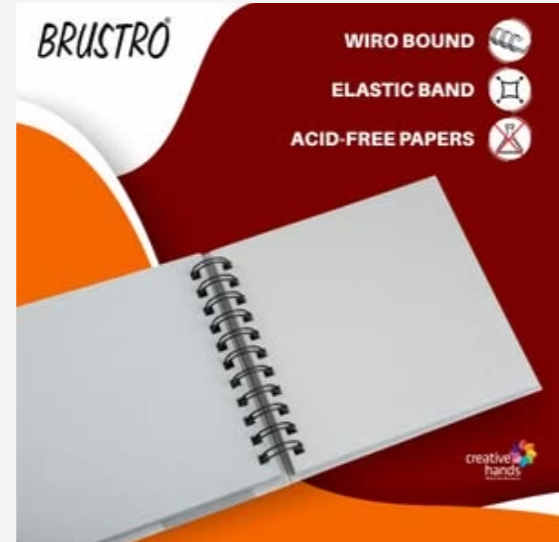 Brustro Toned Paper - Grey Sketchbook, Wiro Bound, Size 6" x 6", 120GSM (60 Sheets) 120 Pages