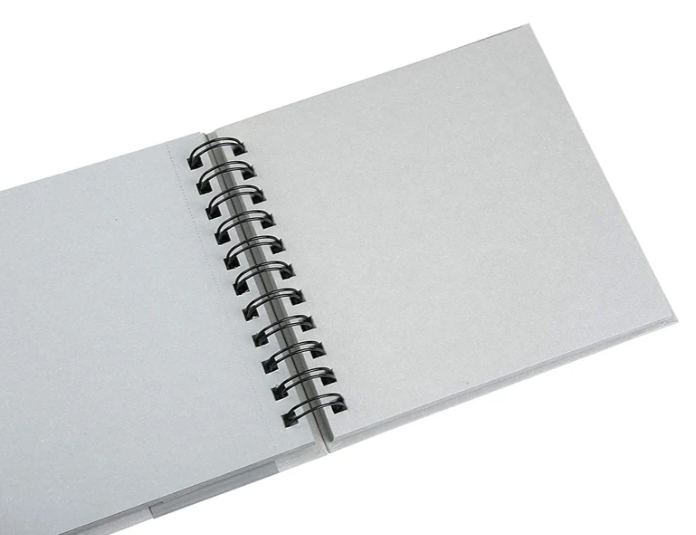 Brustro Toned Paper - Grey Sketchbook, Wiro Bound, Size 6" x 6", 120GSM (60 Sheets) 120 Pages