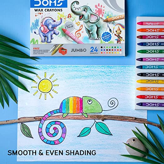DOMS, Wax Crayons - EXTRA LONG | Set of 12.