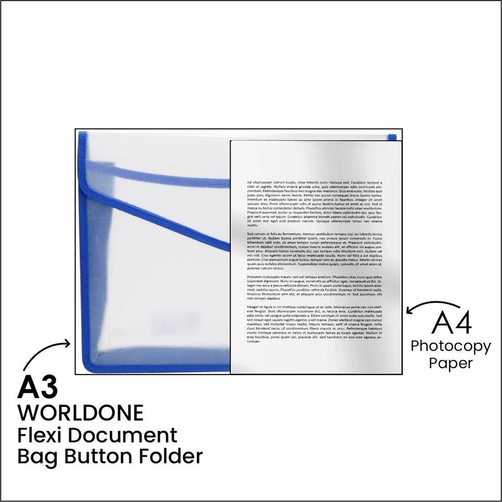 Worldone Flexi Document Bag Button Folder