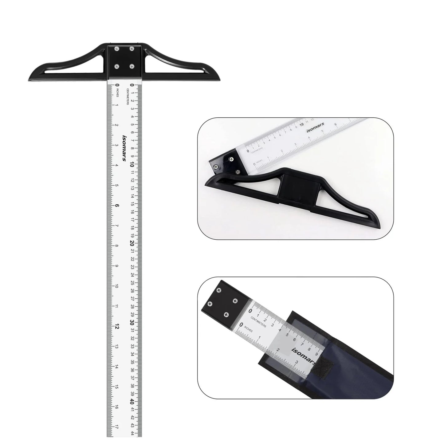 Isomars T Square - 32 inch Detachable Scale for Technical Drawing, Drafting & Engineering | with Detachable Head for Precision and Portability
