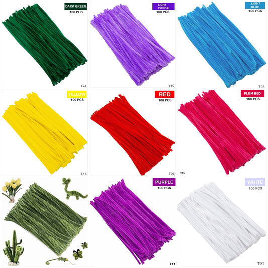 Pipe Cleaner Plain 6MM 100 Pc's Single Shades